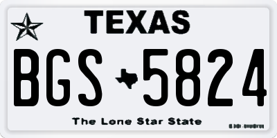 TX license plate BGS5824