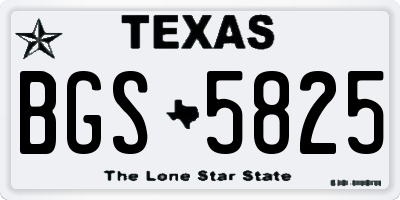 TX license plate BGS5825