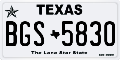 TX license plate BGS5830