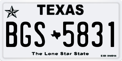 TX license plate BGS5831