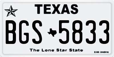 TX license plate BGS5833