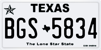 TX license plate BGS5834