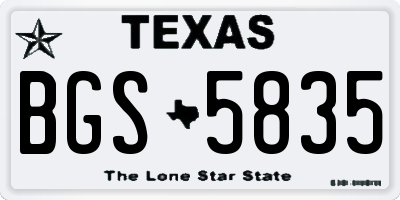 TX license plate BGS5835