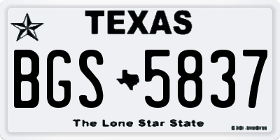 TX license plate BGS5837