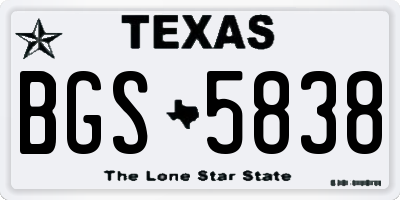 TX license plate BGS5838