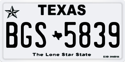 TX license plate BGS5839
