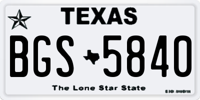 TX license plate BGS5840