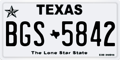 TX license plate BGS5842