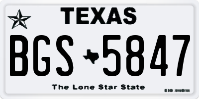 TX license plate BGS5847