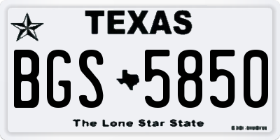 TX license plate BGS5850