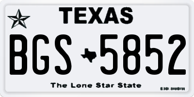 TX license plate BGS5852