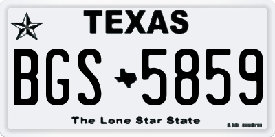 TX license plate BGS5859