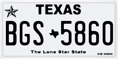 TX license plate BGS5860