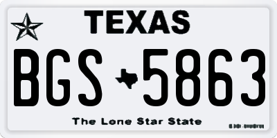 TX license plate BGS5863