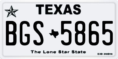 TX license plate BGS5865