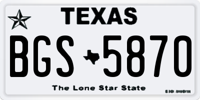 TX license plate BGS5870