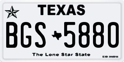 TX license plate BGS5880