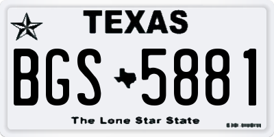 TX license plate BGS5881