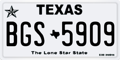 TX license plate BGS5909