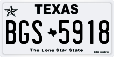 TX license plate BGS5918