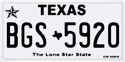TX license plate BGS5920