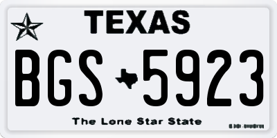TX license plate BGS5923