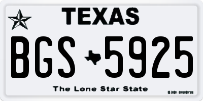 TX license plate BGS5925