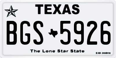TX license plate BGS5926