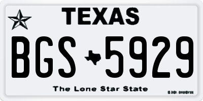 TX license plate BGS5929