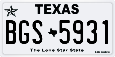 TX license plate BGS5931