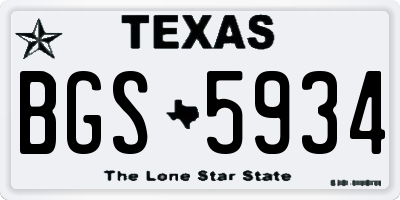 TX license plate BGS5934