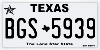 TX license plate BGS5939