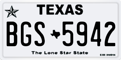 TX license plate BGS5942