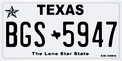 TX license plate BGS5947