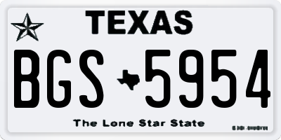 TX license plate BGS5954