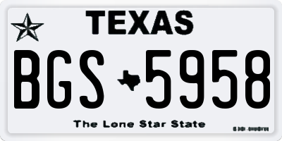 TX license plate BGS5958