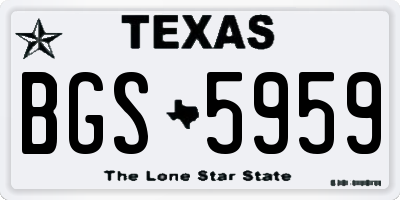 TX license plate BGS5959