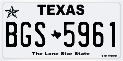 TX license plate BGS5961