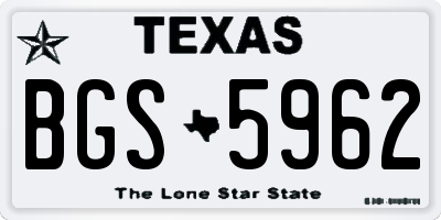 TX license plate BGS5962