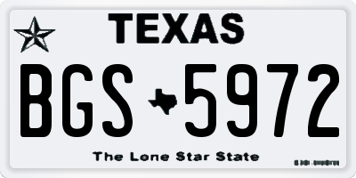 TX license plate BGS5972