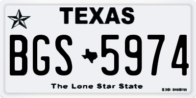 TX license plate BGS5974