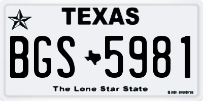 TX license plate BGS5981