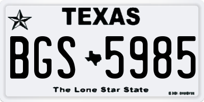 TX license plate BGS5985