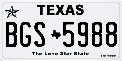 TX license plate BGS5988