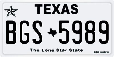 TX license plate BGS5989