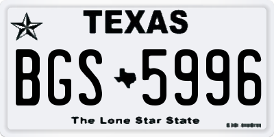 TX license plate BGS5996