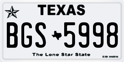 TX license plate BGS5998