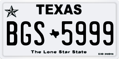 TX license plate BGS5999