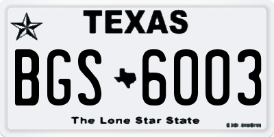 TX license plate BGS6003