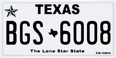 TX license plate BGS6008